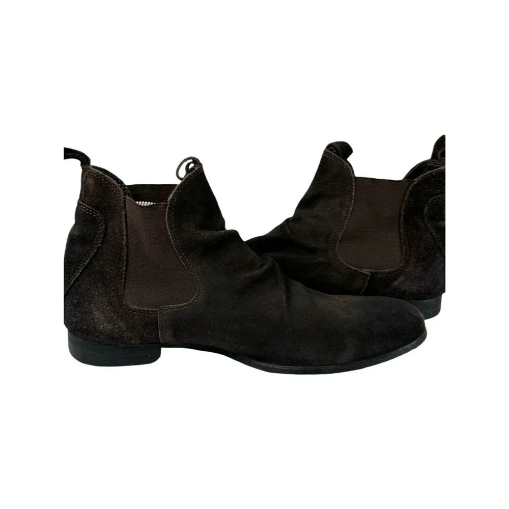 Bed|Stu Men’s Dark Brown Suede Leather Pull On Slouch Chelsea Boots Size 9
